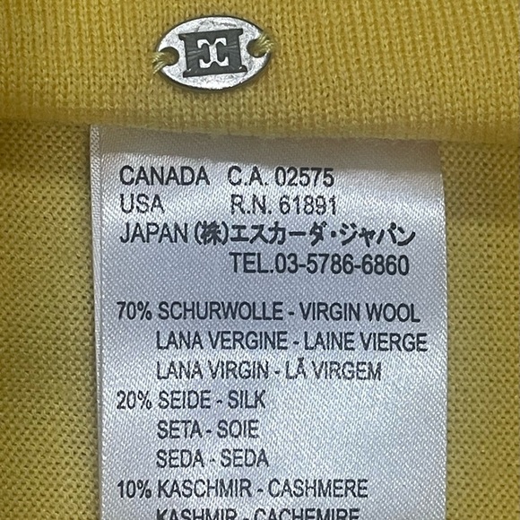 ESCADA TOP SIZE 8 YELLOW COLOR 
WOOL SILK CASHMERE KNIT SCOOP NECK SLEEVELESS - Picture 7 of 8